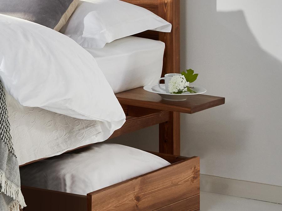 wooden floating shelf close up