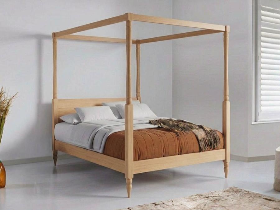 four poster country bed beech