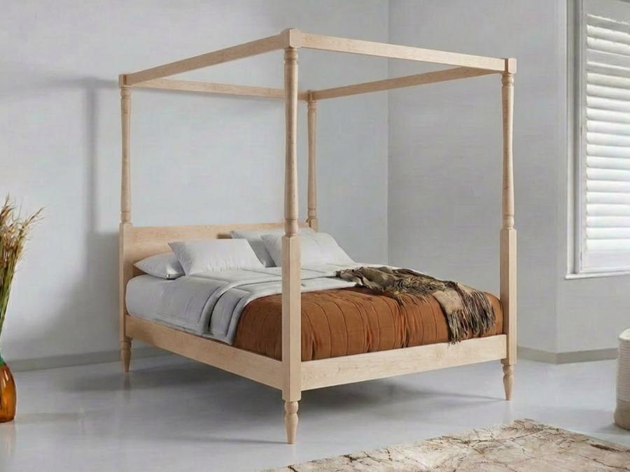 four poster country bed maple