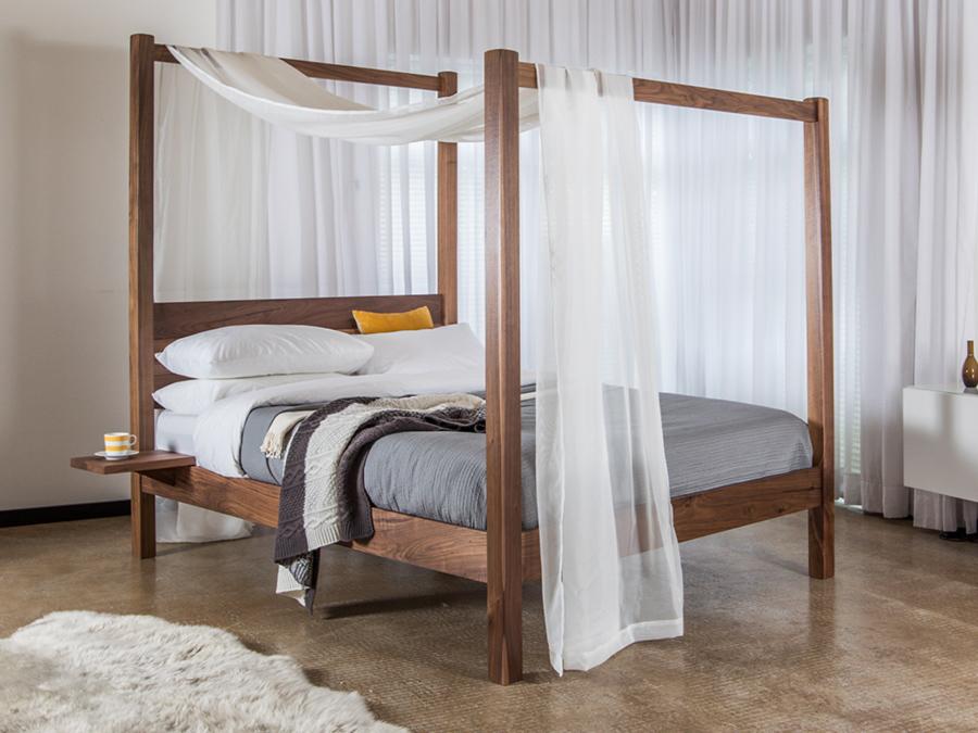 four poster canopy wood bed frame new forest design solid walnut finish