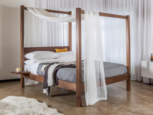 four poster canopy wood bed frame new forest design solid walnut finish