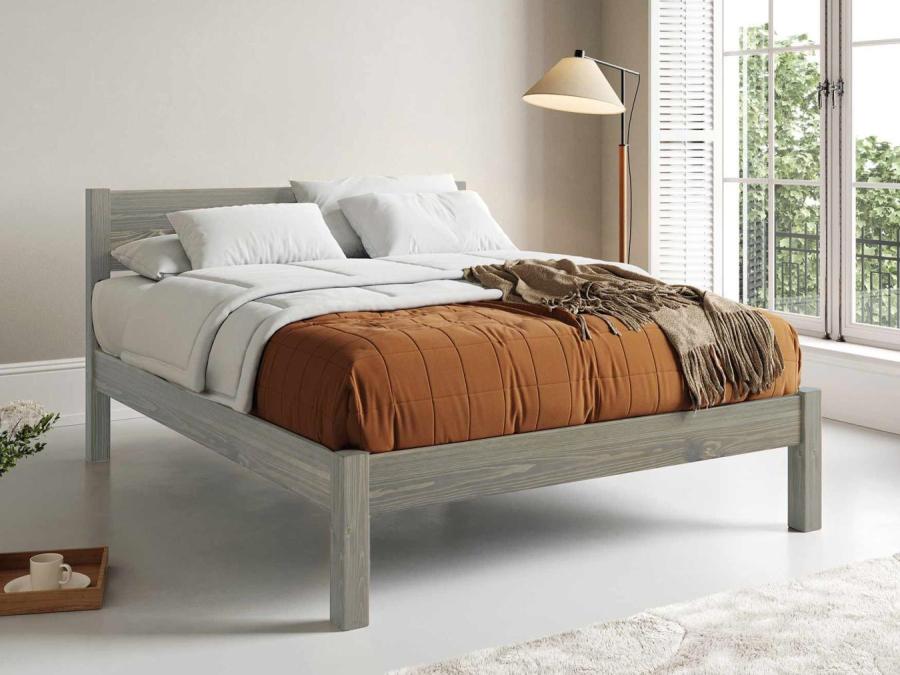 wooden grey wash white knight bed
