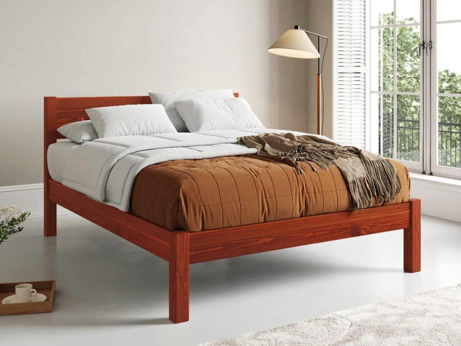 red wooden white knight bed