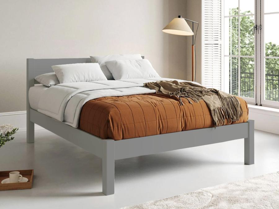 grey wooden white knight bed