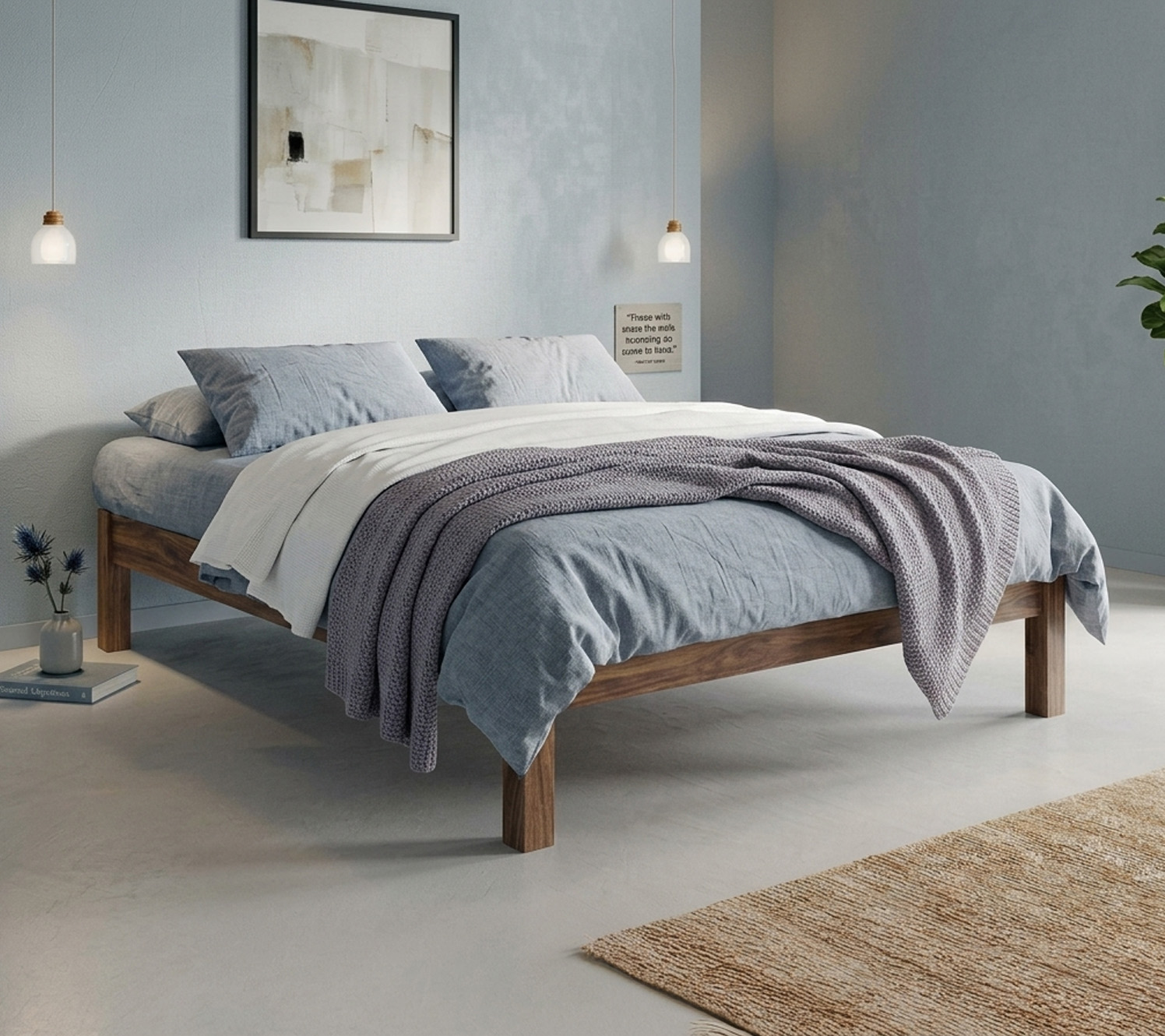 Idées de chambre bleu et gris, épaisseurs pour changements saisonniers