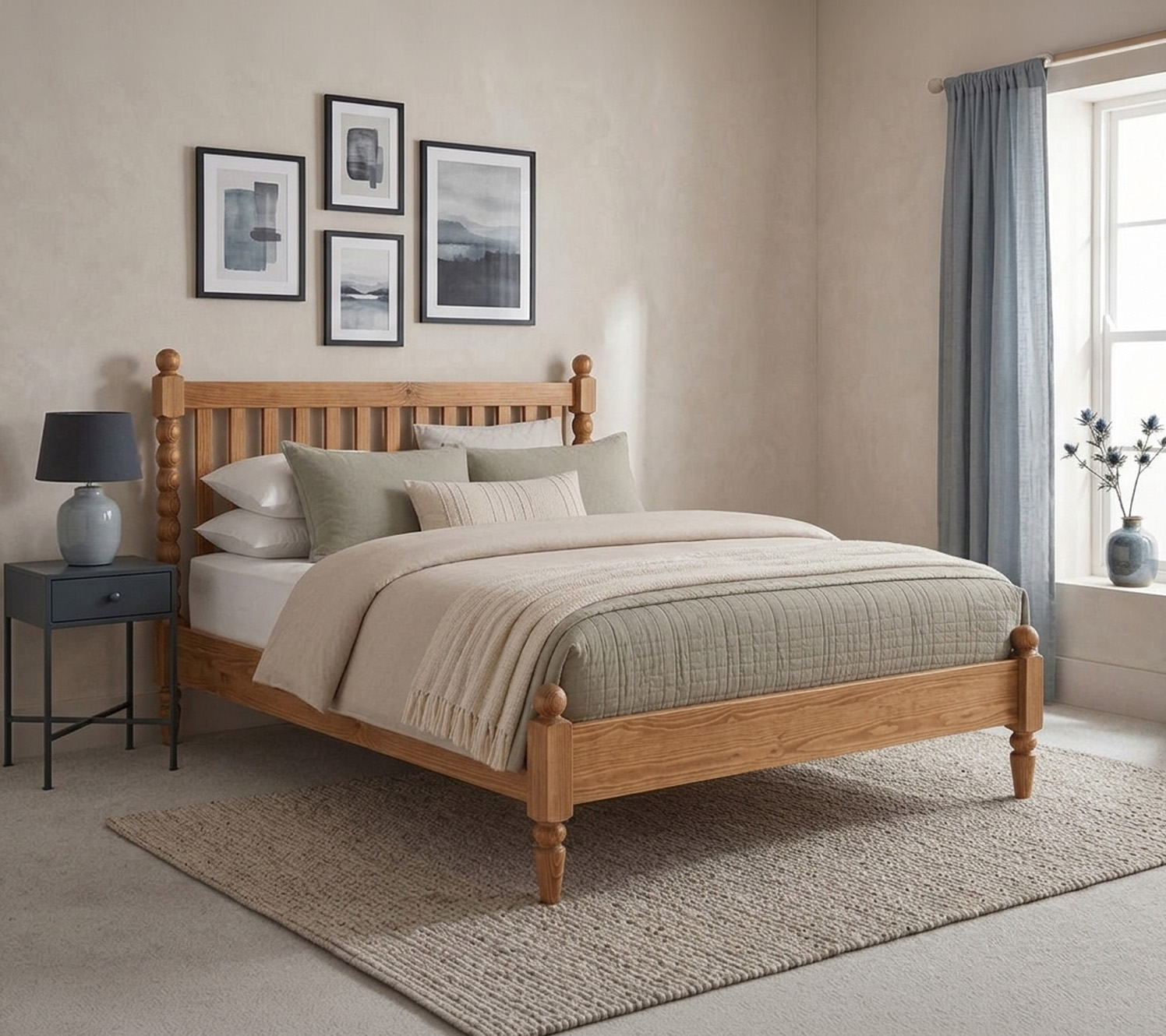 Accessoires de chambre bleu gris