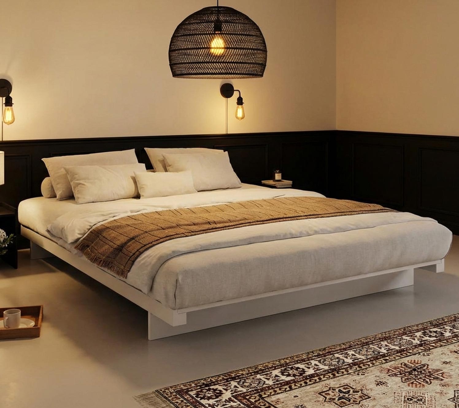 Éclairage doux pour chambres noir et crème