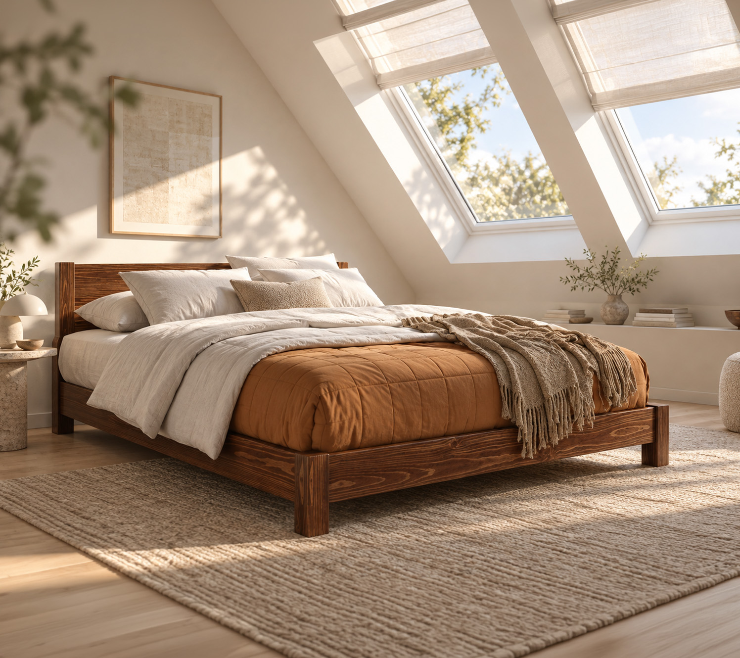 idées de décoration pour l'aménagement chambre mansardée Fenêtres de toit
