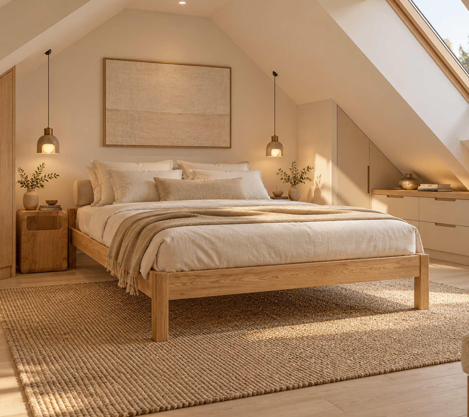 aménagement combles chambre Rangement sous les pentes