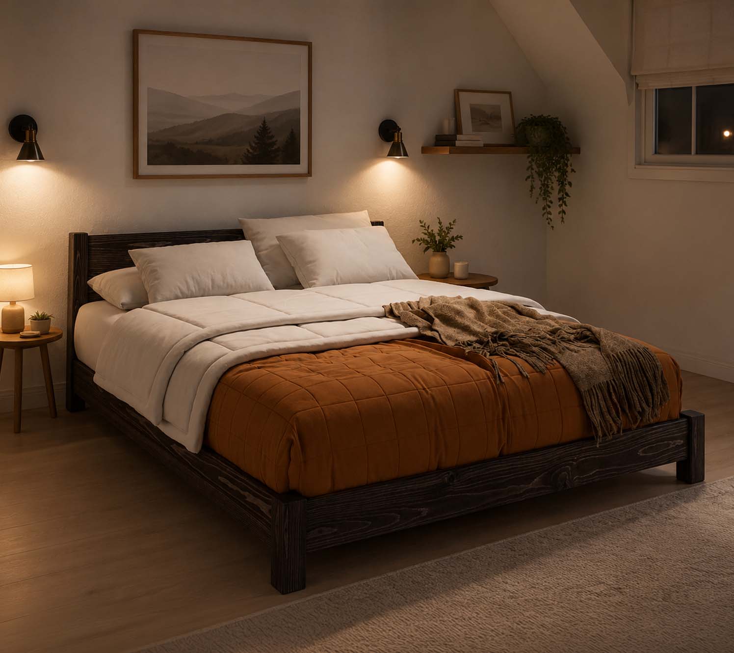 design pour petite chambre : lumière douce, perspectives allongées
