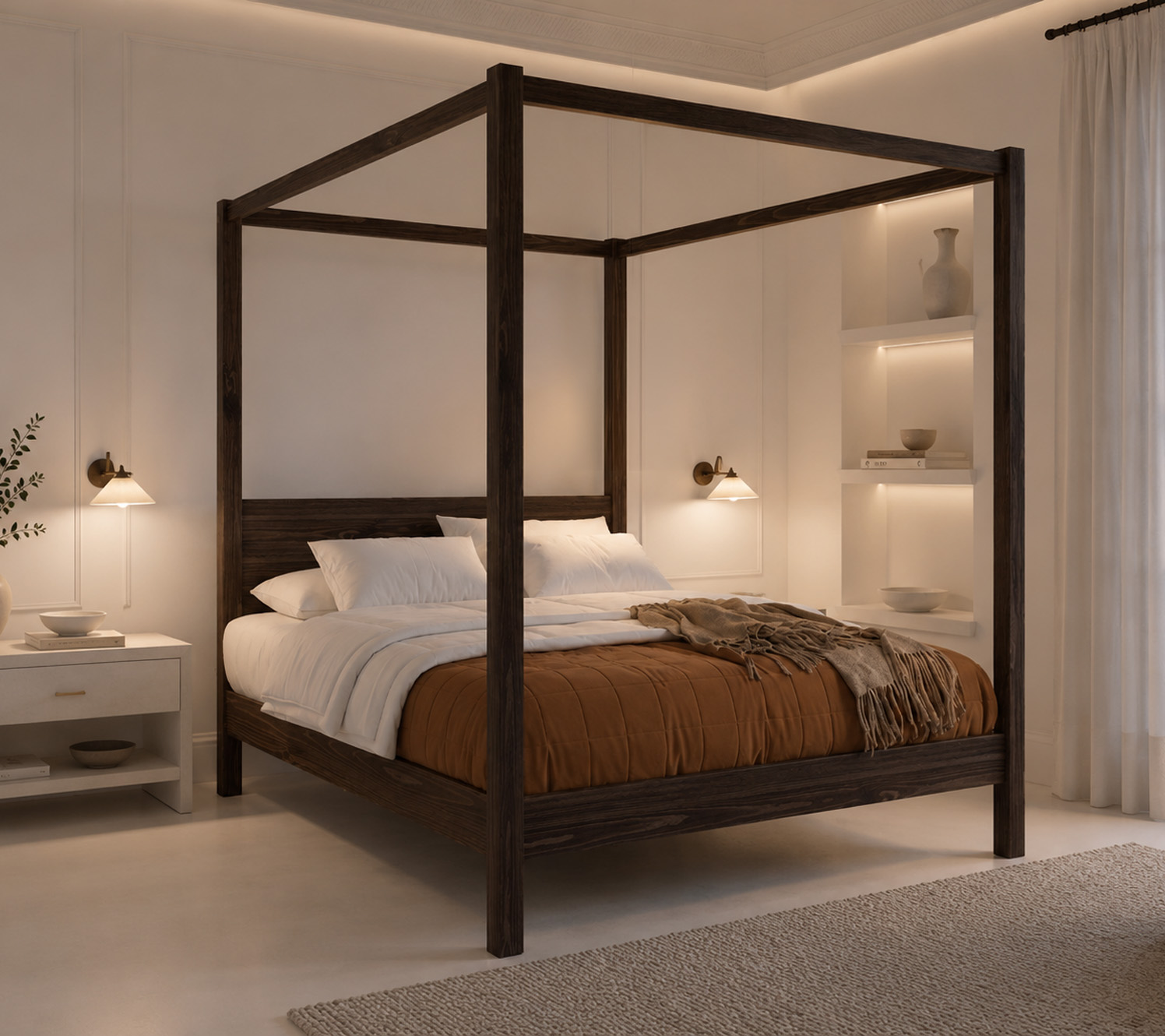style de chambre blanche éclairage superposé